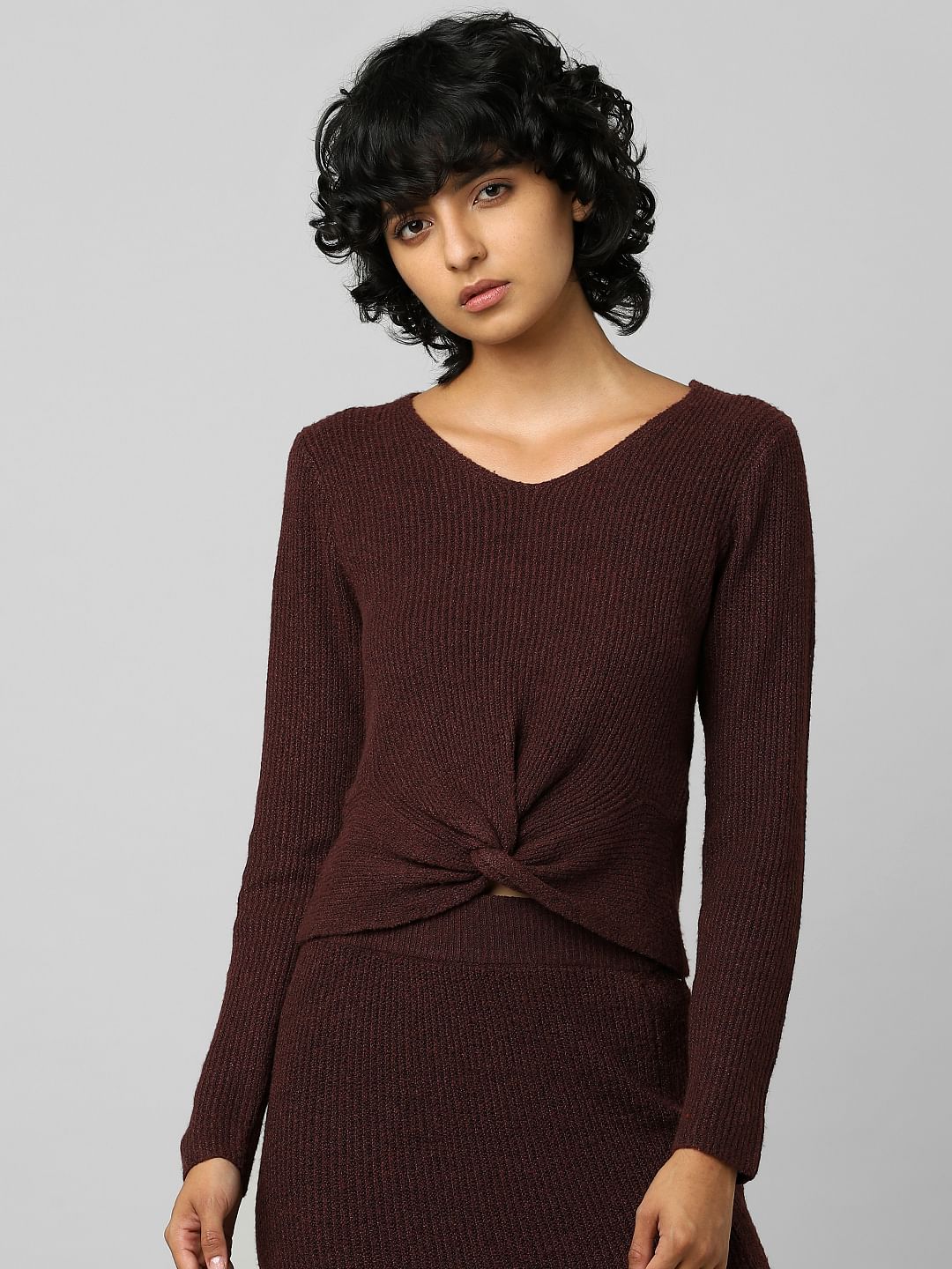 Maroon Knot Detail Co-Ord Pullover