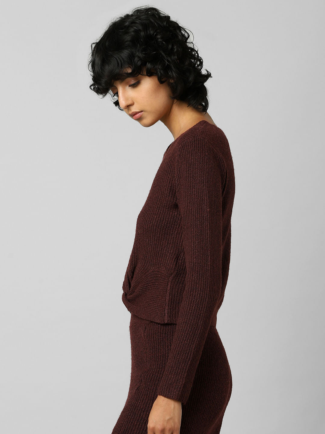 Maroon Knot Detail Co-Ord Pullover