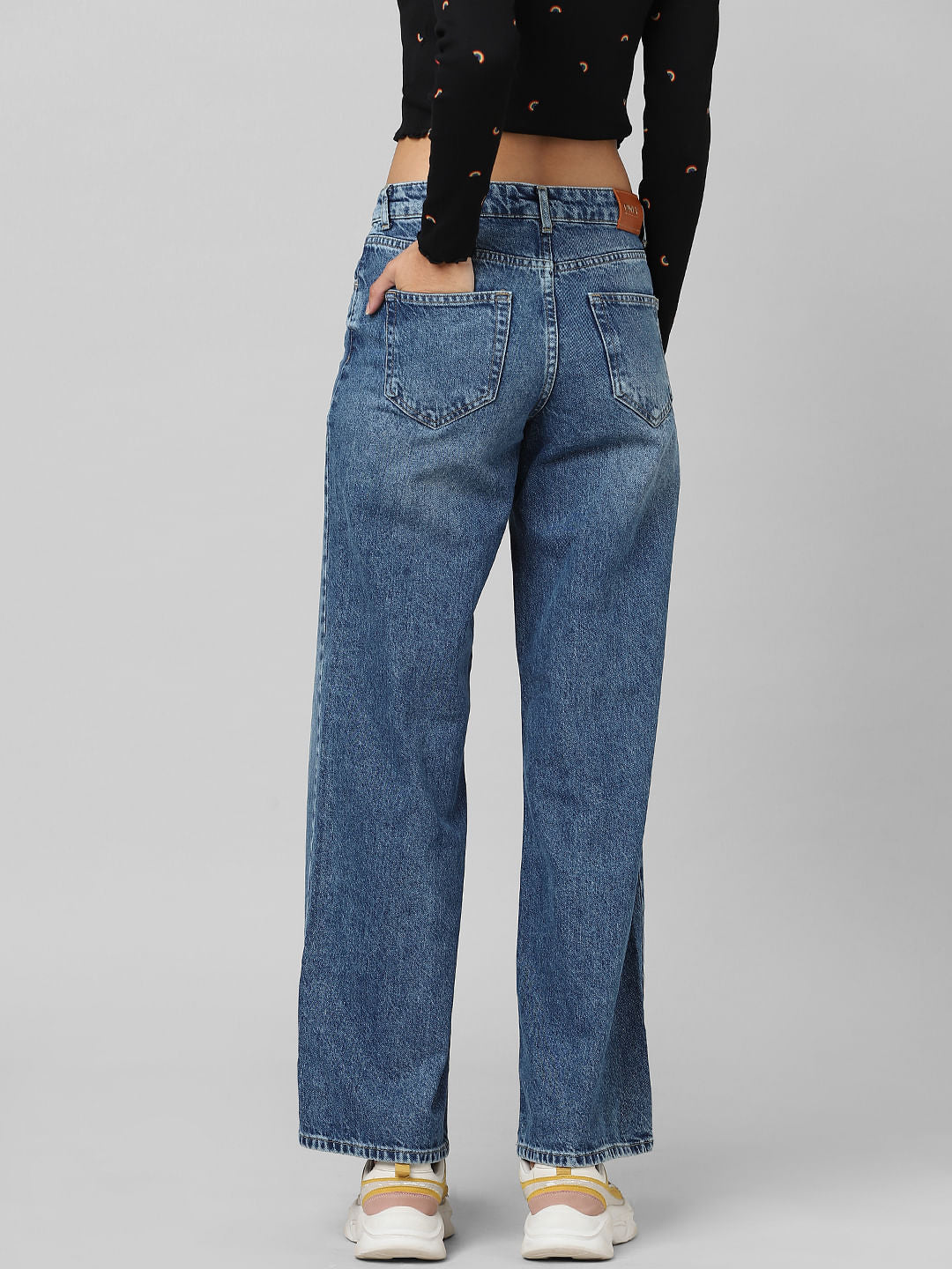 Blue Low Rise Wide Leg Jeans