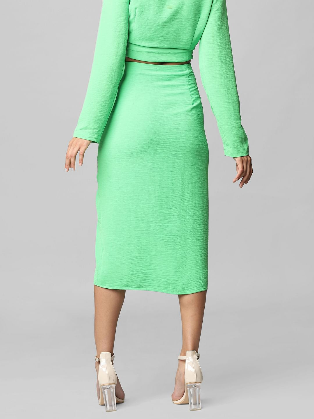 Green High Waist Co-Ord Midi Skirt