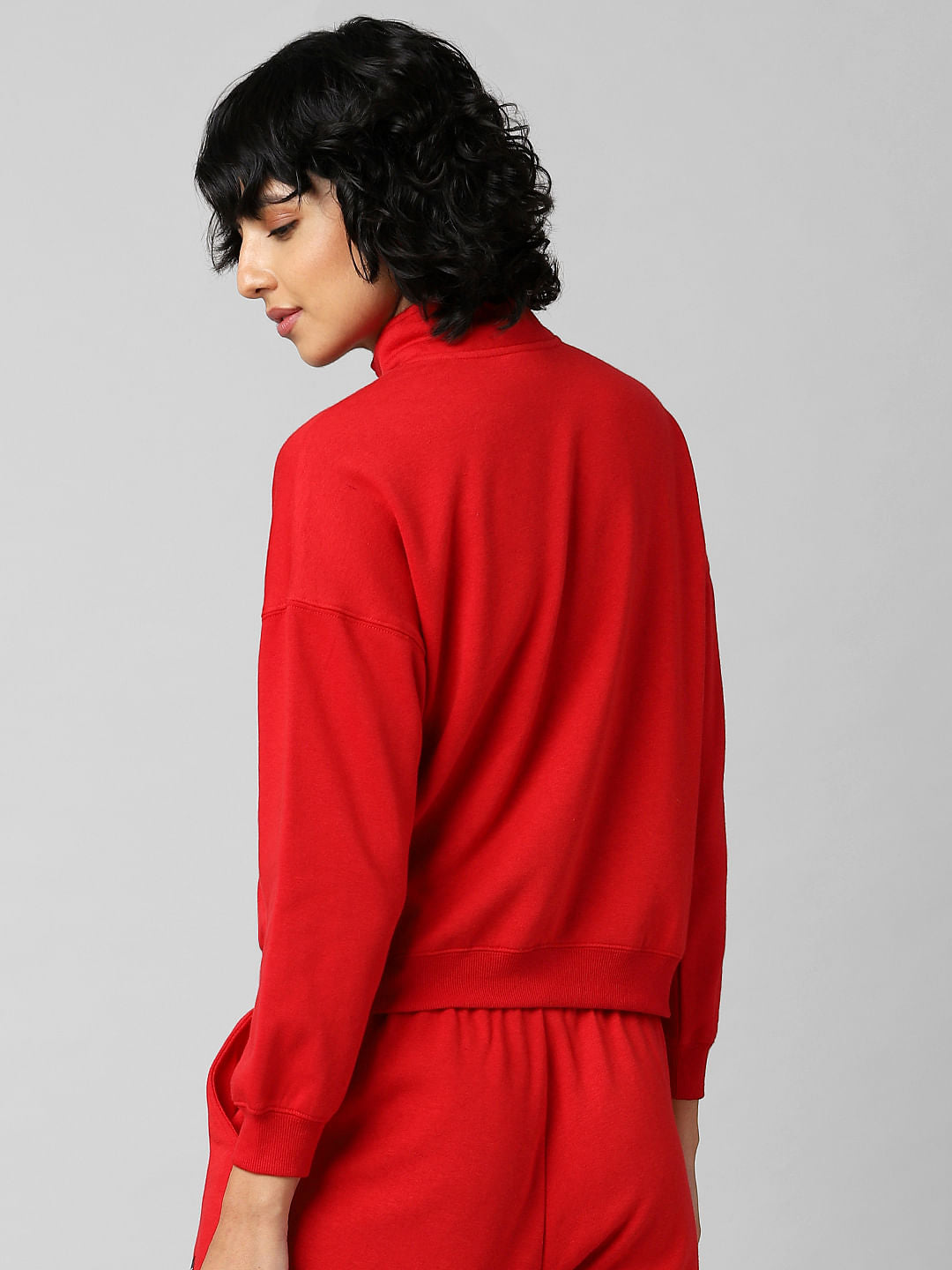 Red Zip-Top Co-Ord Sweatshirt