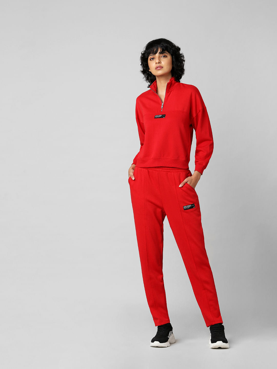 Red Zip-Top Co-Ord Sweatshirt