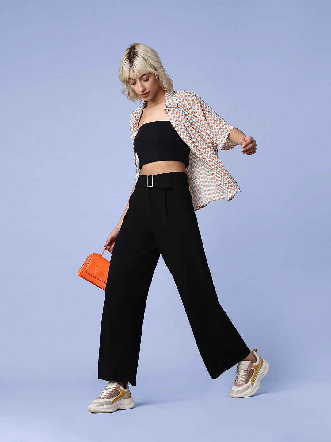 Black High Rise Wide Leg Pants