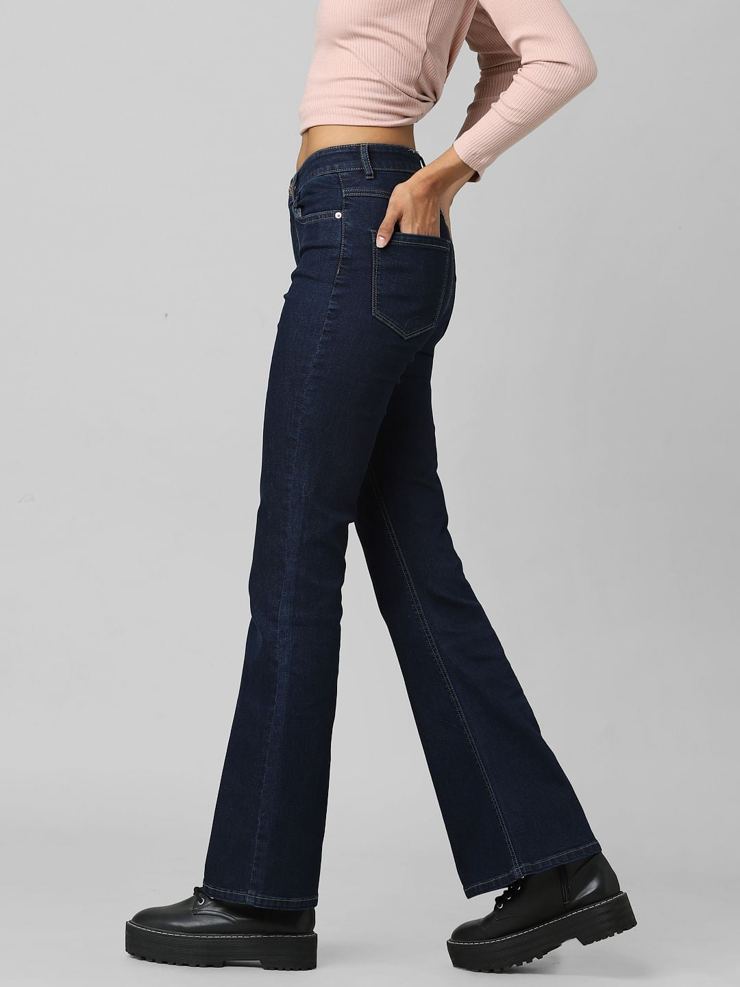 Blue High Rise Flared Jeans
