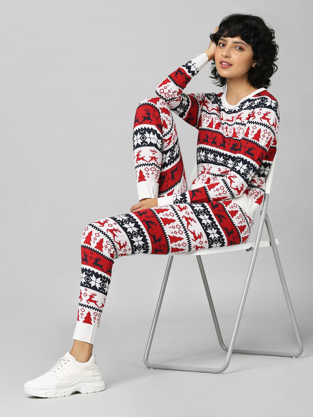 White High Rise Xmas Print Co-Ord Leggings