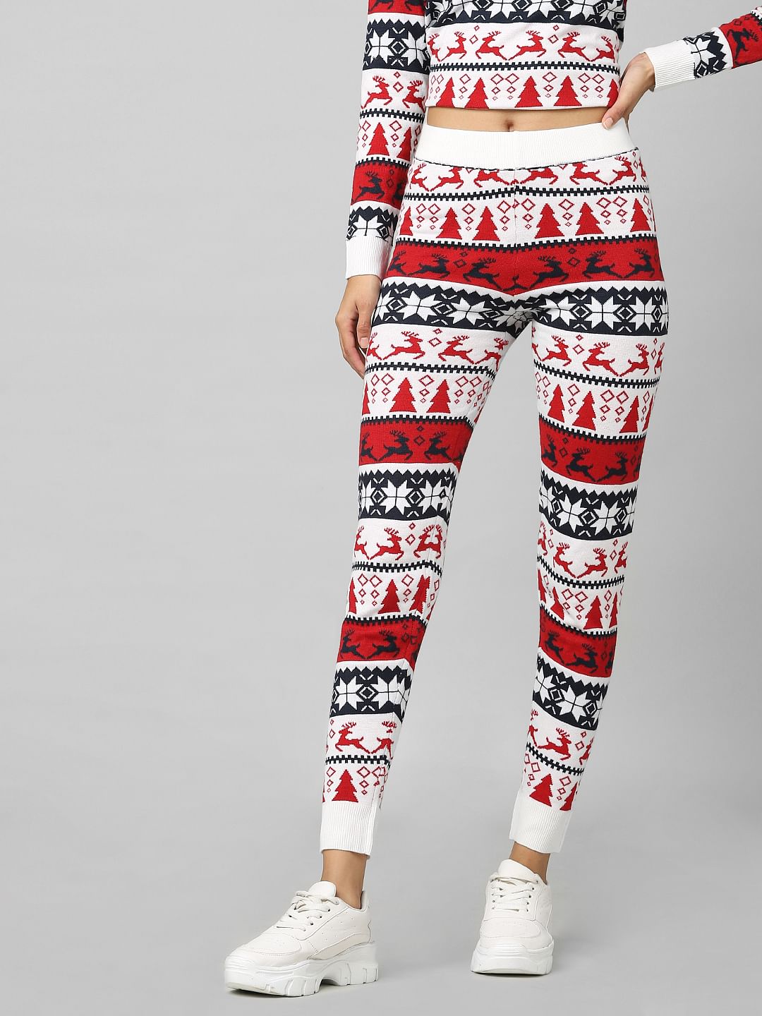 White High Rise Xmas Print Co-Ord Leggings