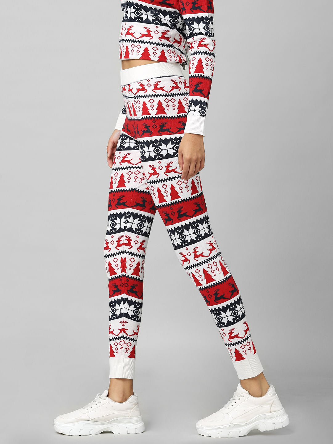 White High Rise Xmas Print Co-Ord Leggings