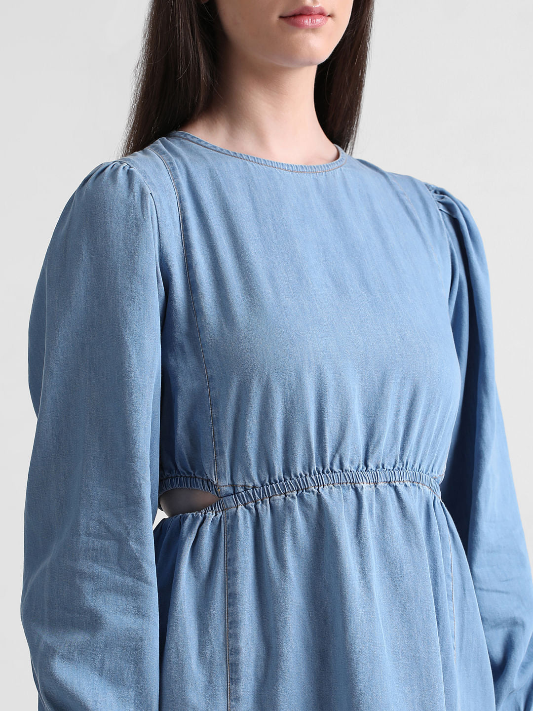 Blue Cut-Out Denim Dress