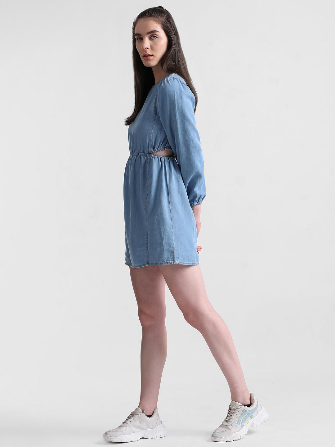 Blue Cut-Out Denim Dress