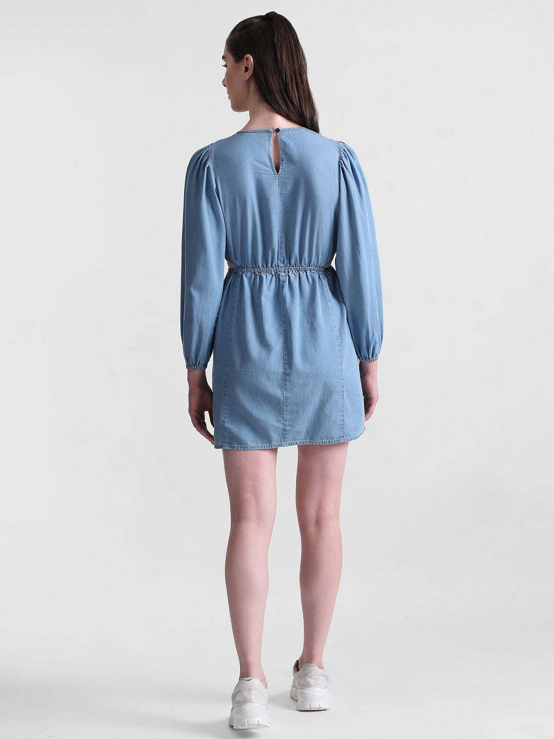 Blue Cut-Out Denim Dress
