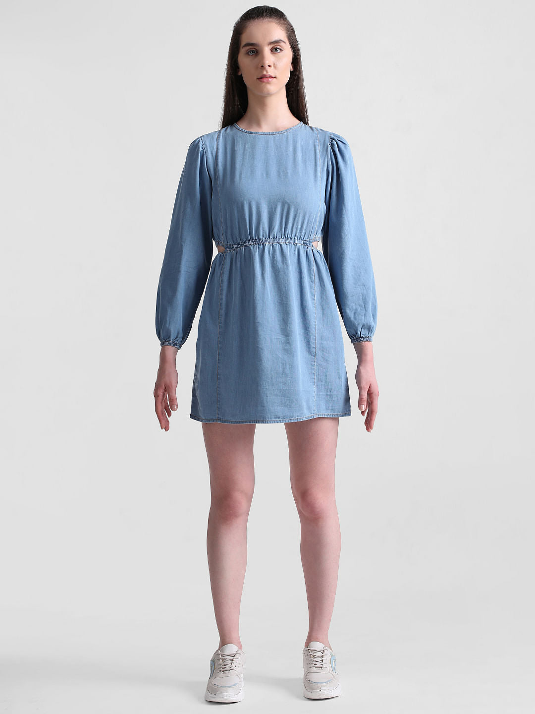 Blue Cut-Out Denim Dress
