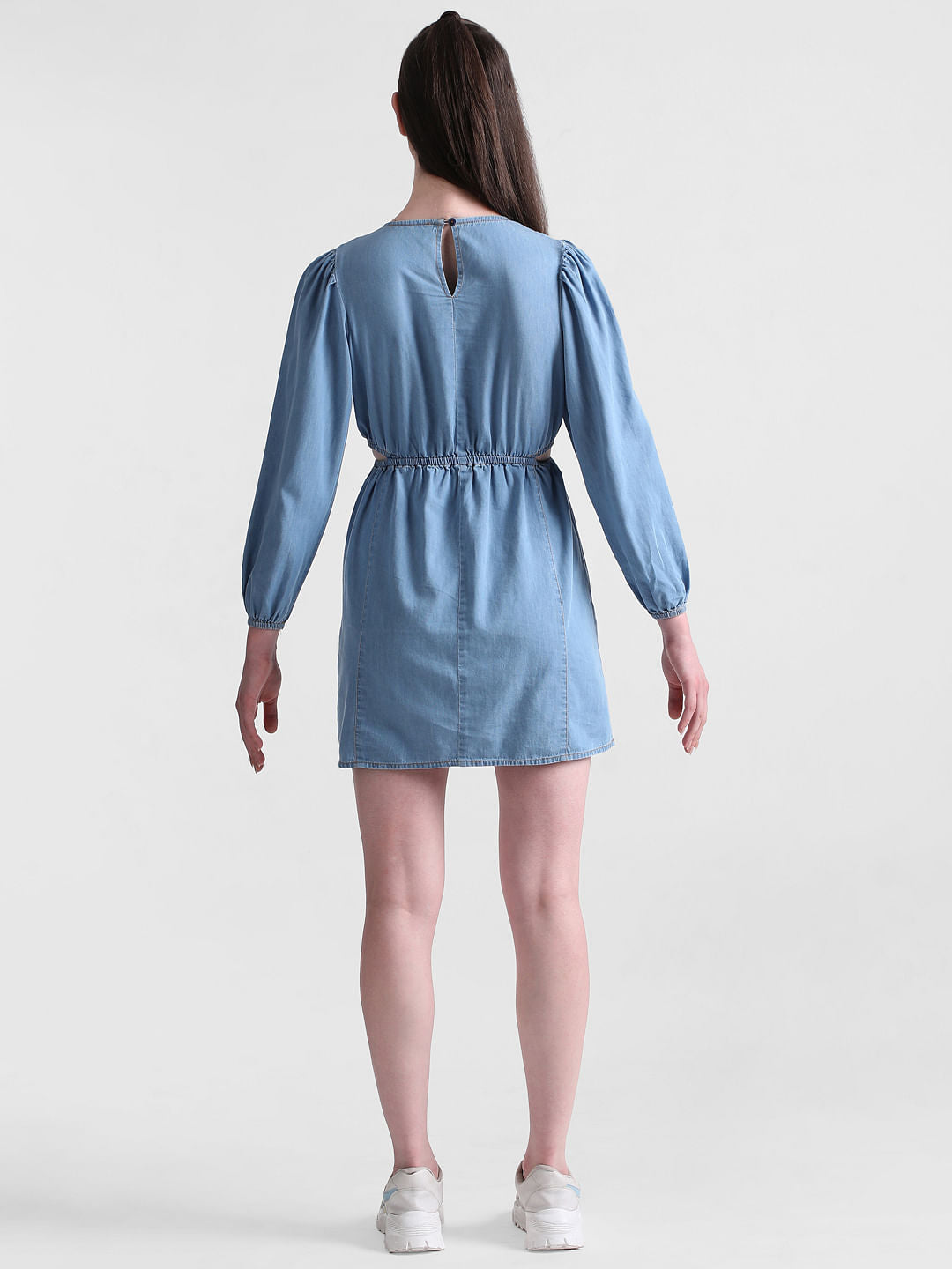 Blue Cut-Out Denim Dress