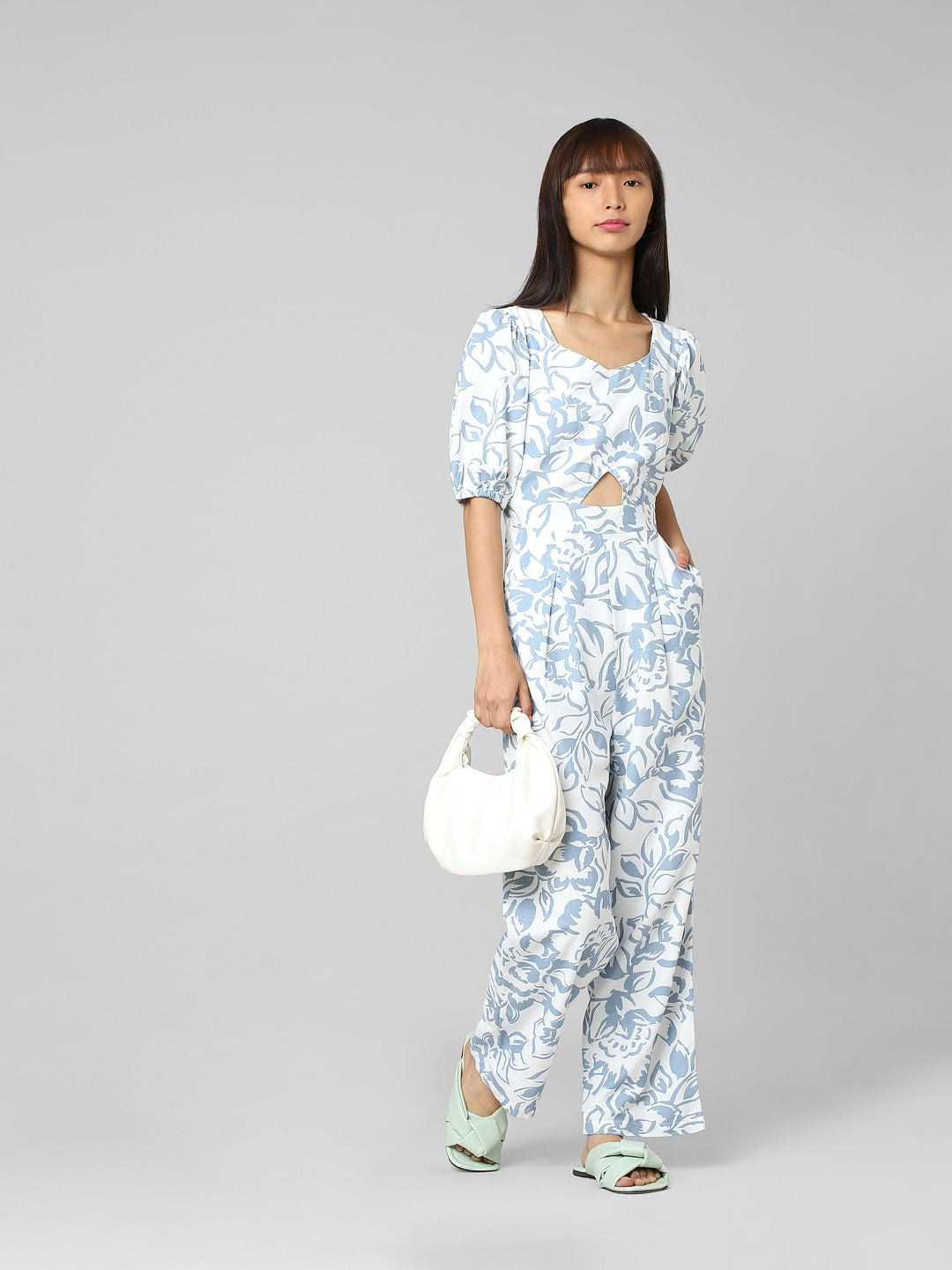 White Floral Cut-Out Jumpsuit