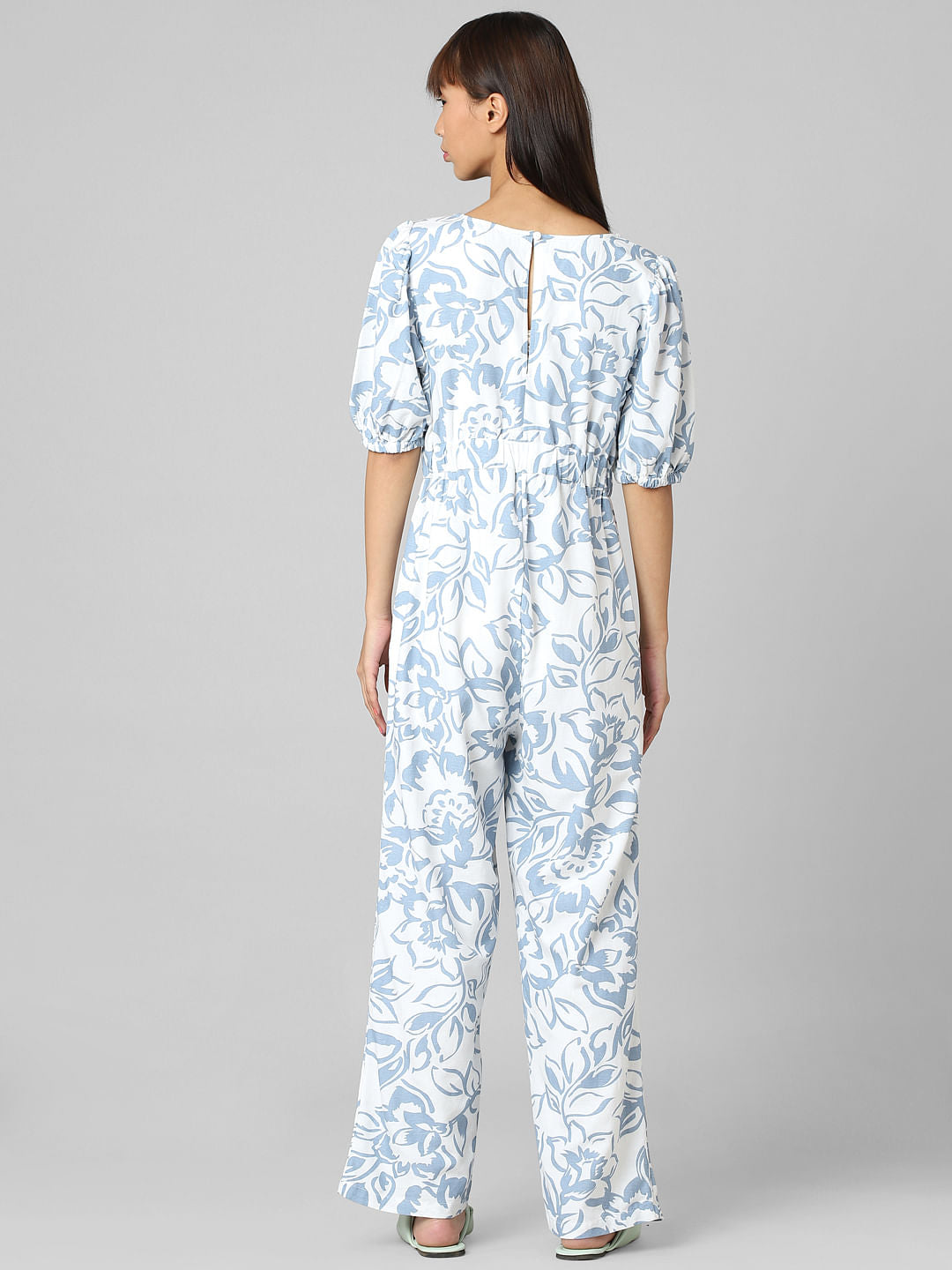 White Floral Cut-Out Jumpsuit