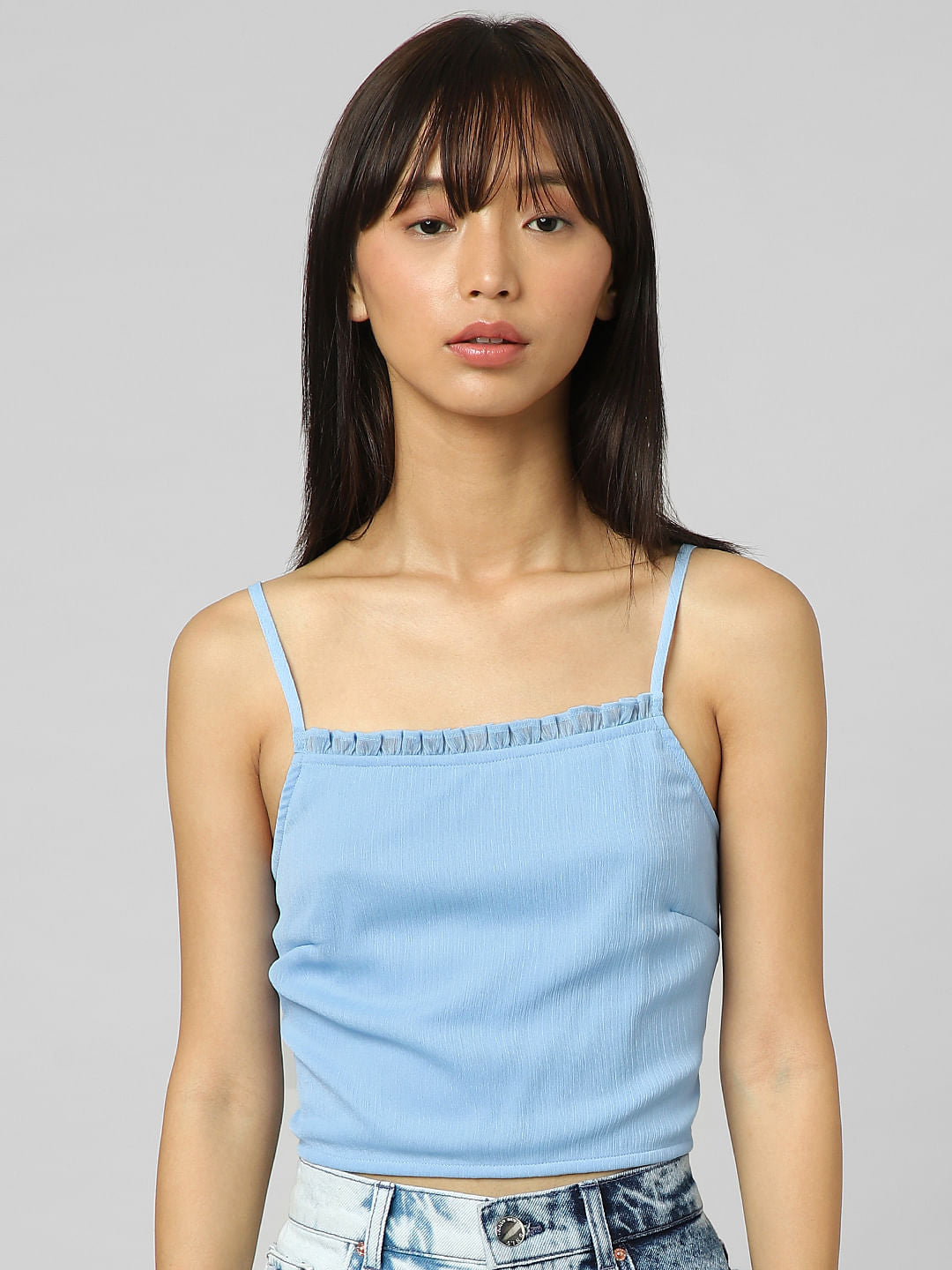 Blue Crepe Oversized Shirt