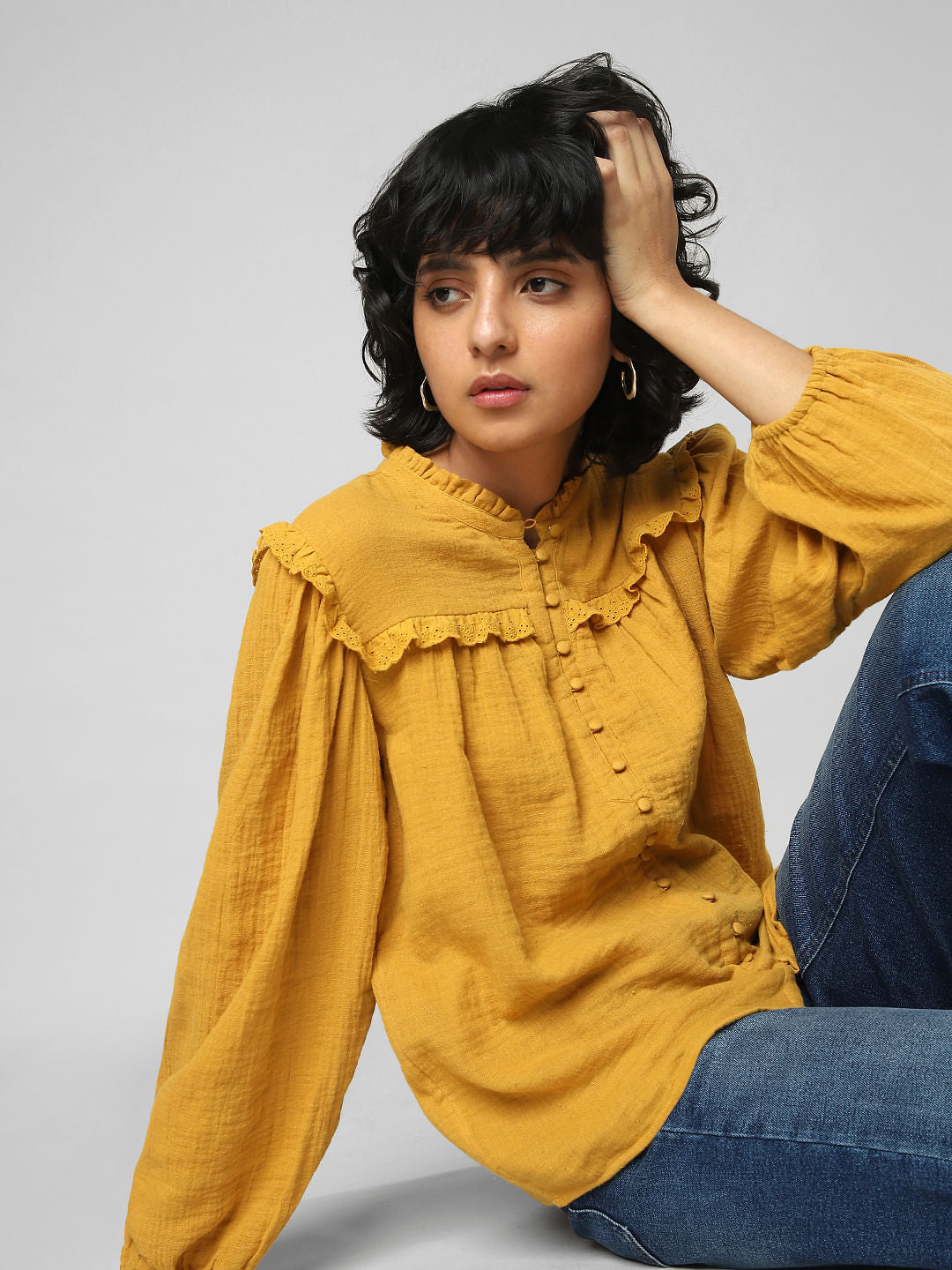 Brown Lace Insert Top