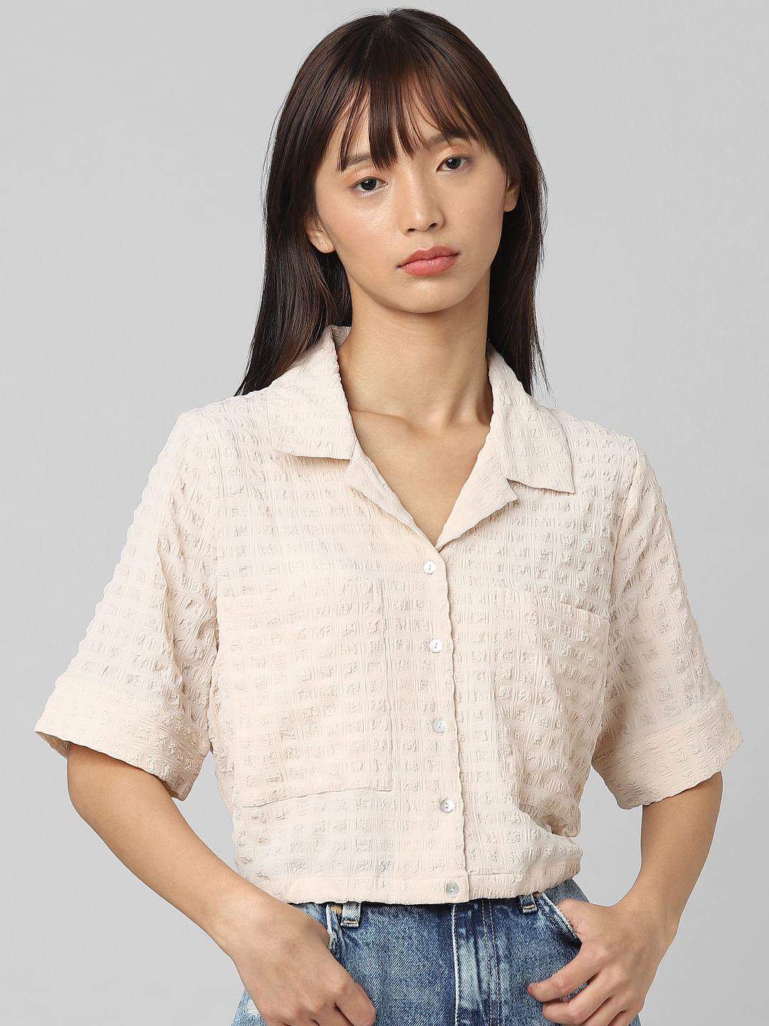 Pink Cropped Utility Shirt