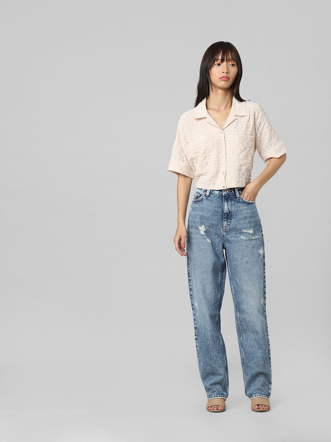 Pink Cropped Utility Shirt