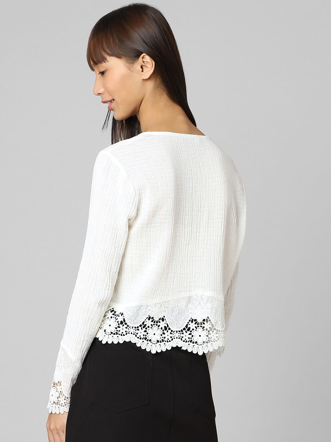 White Lace Detail Top