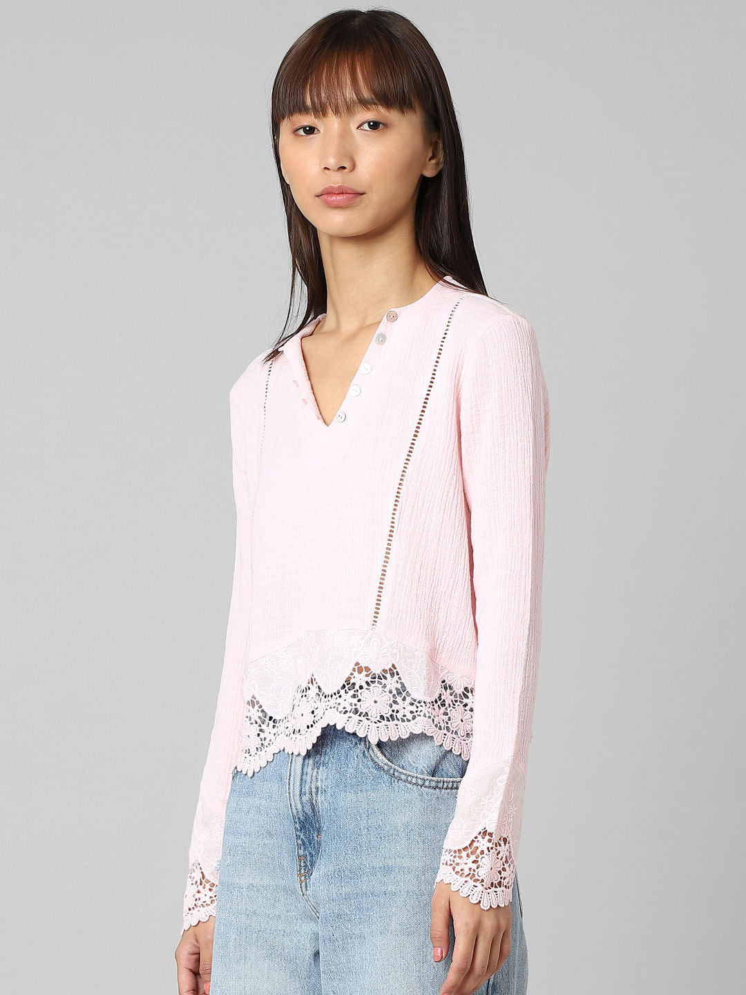 Light Pink Lace Detail Top