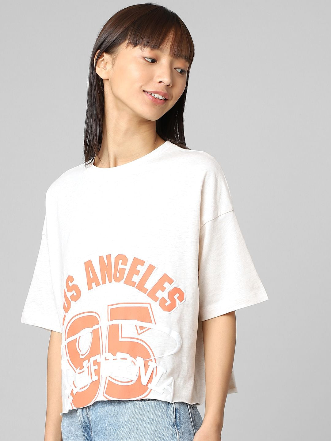 White Printed Relaxed Fit T-Shirt