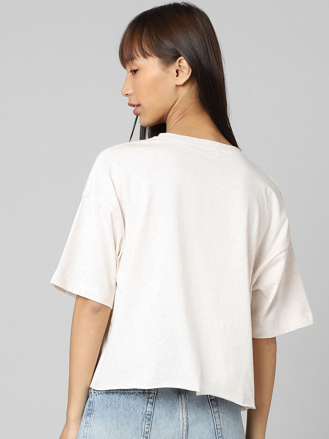 White Printed Relaxed Fit T-Shirt