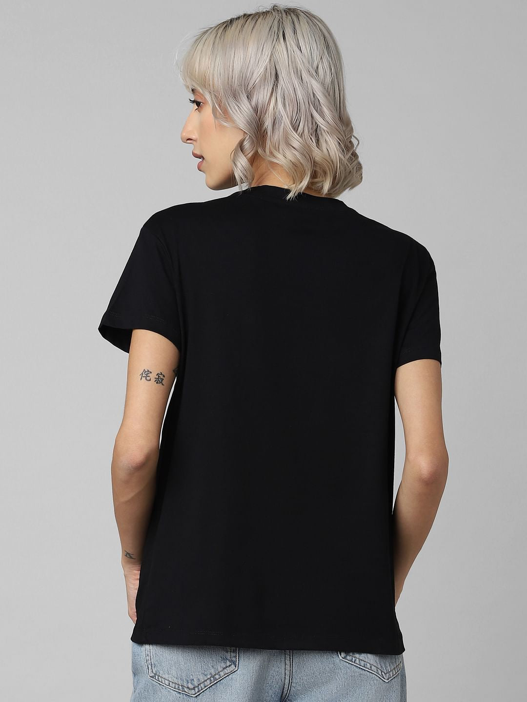 Black Typographic Print T-Shirt