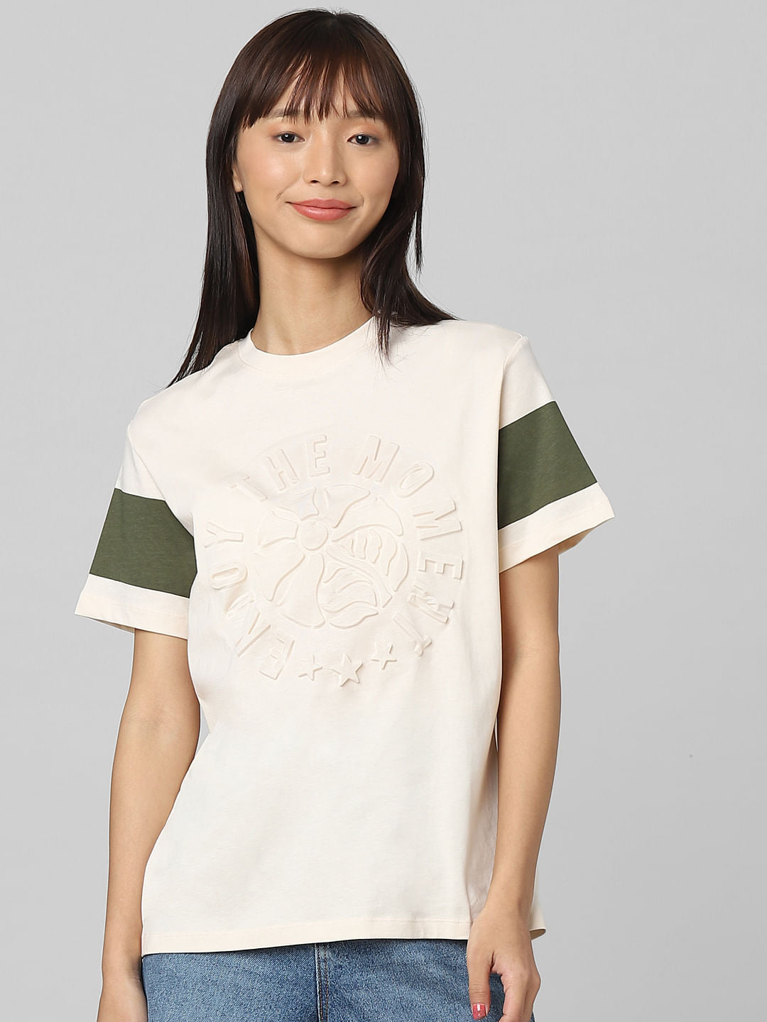 Pink Text Embossed Oversized T-Shirt