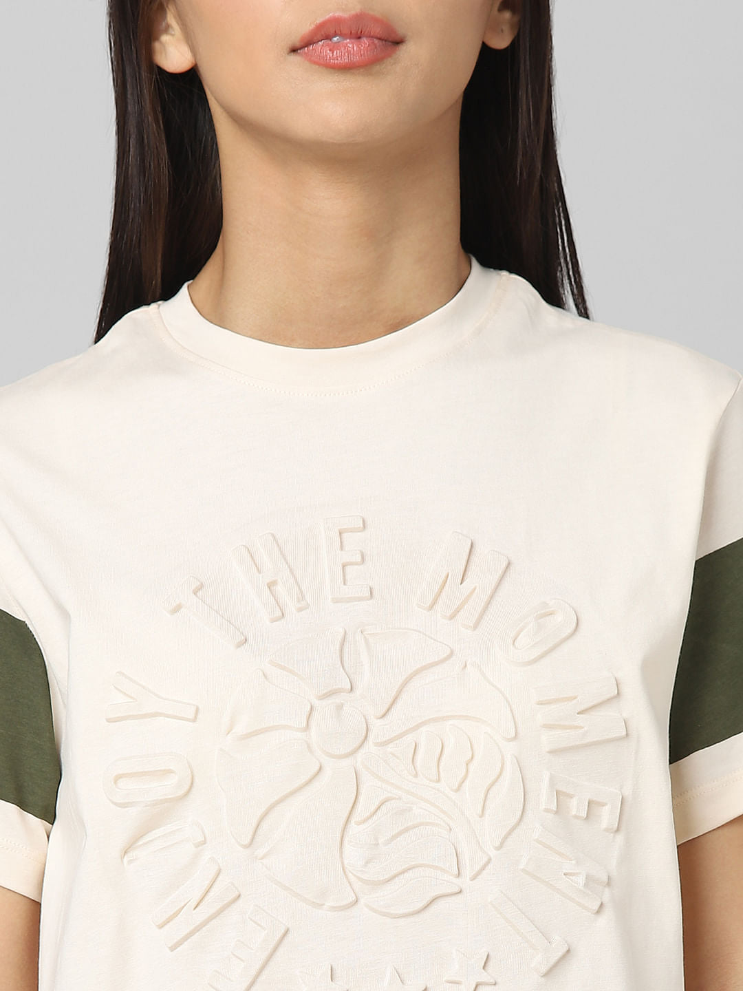 Pink Text Embossed Oversized T-Shirt