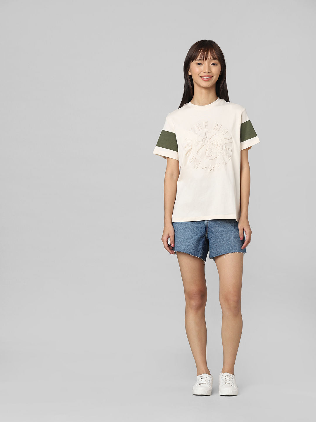 Pink Text Embossed Oversized T-Shirt