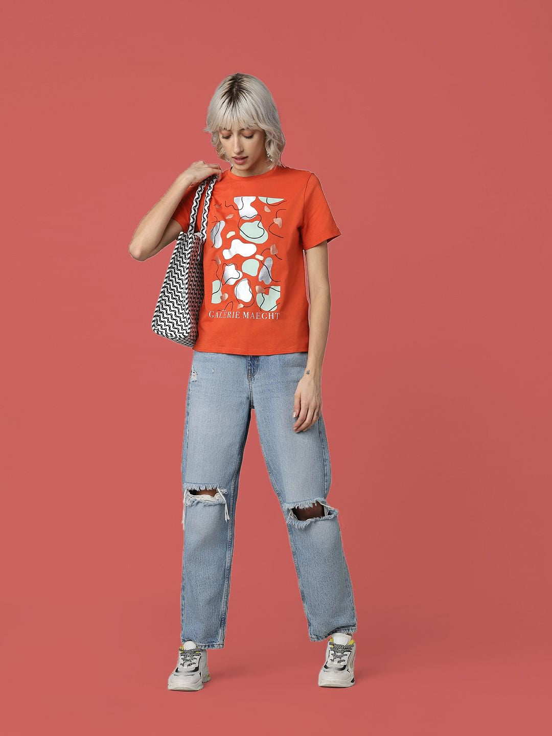 Rust Typographic Print T-Shirt