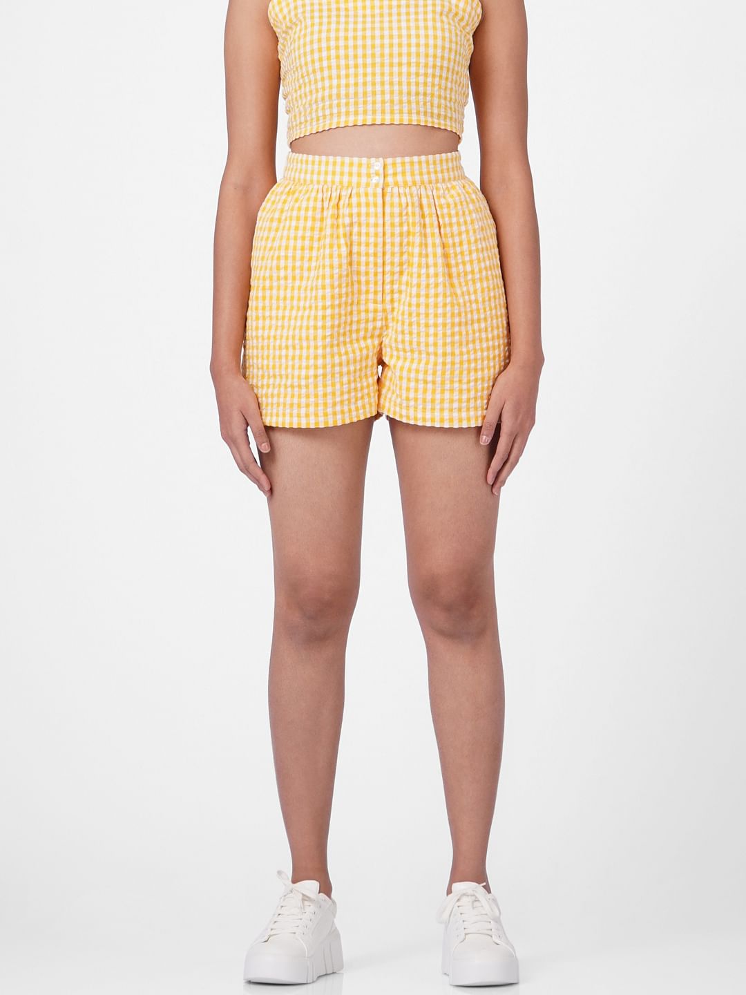 Yellow Checks Co-Ord Shorts