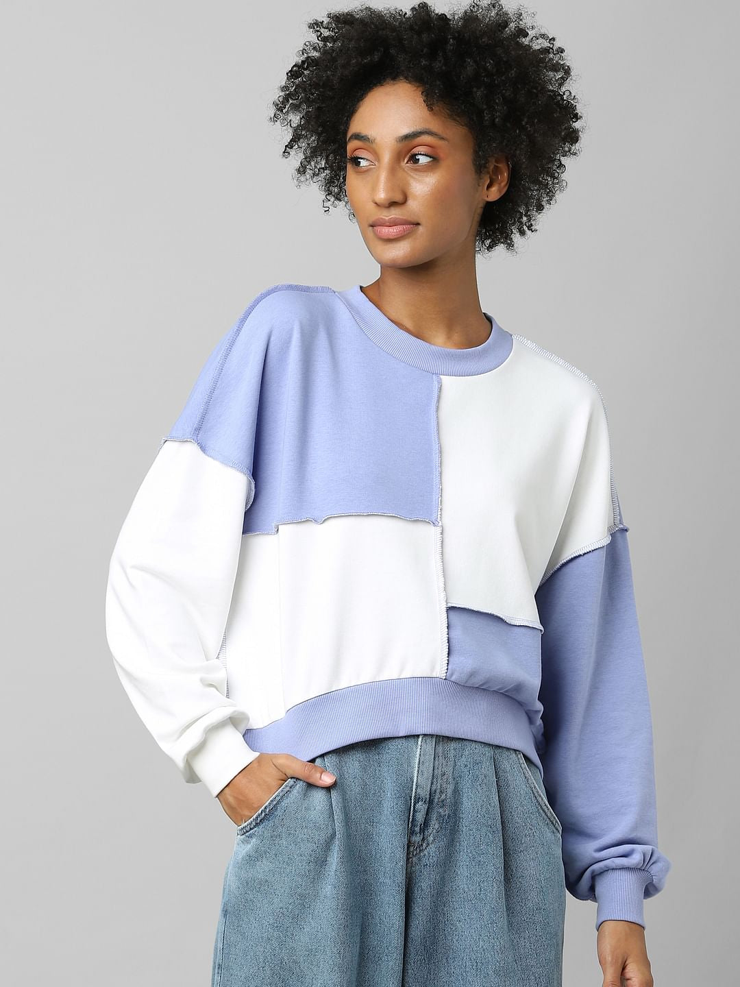 Purple Colourblocked Sweatshirt