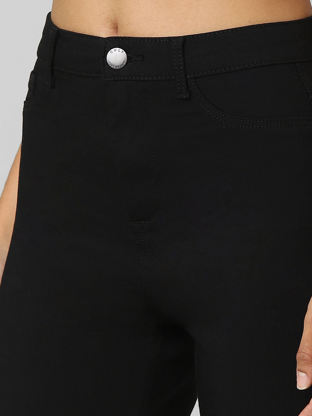 Black High Rise Straight Pants
