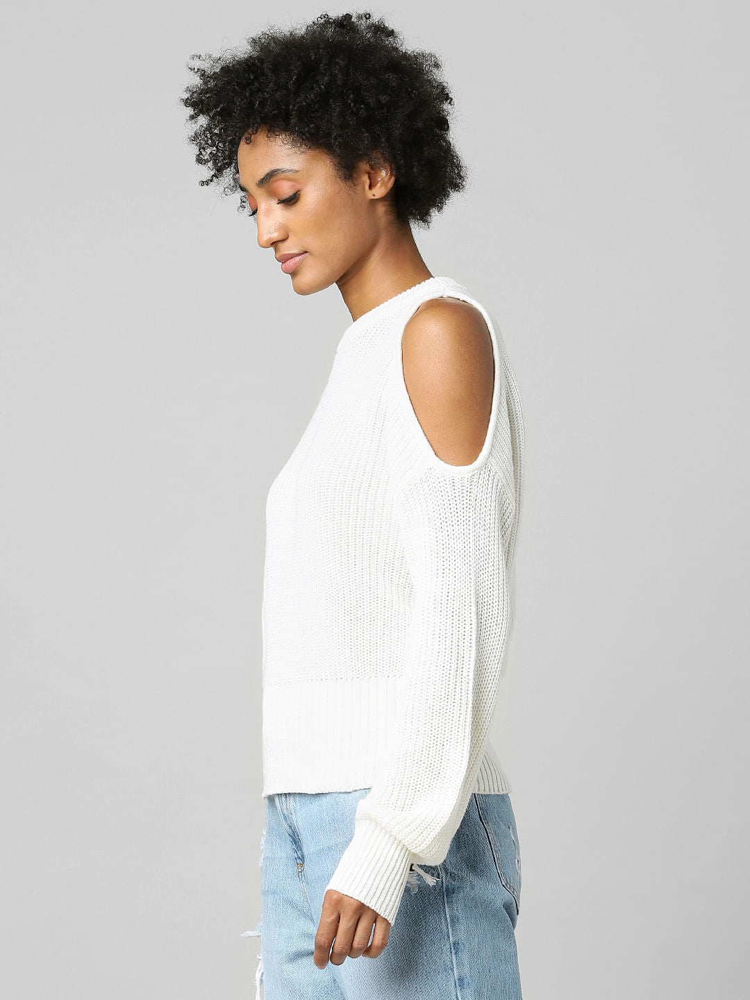 White Cut-Out Detail Pullover