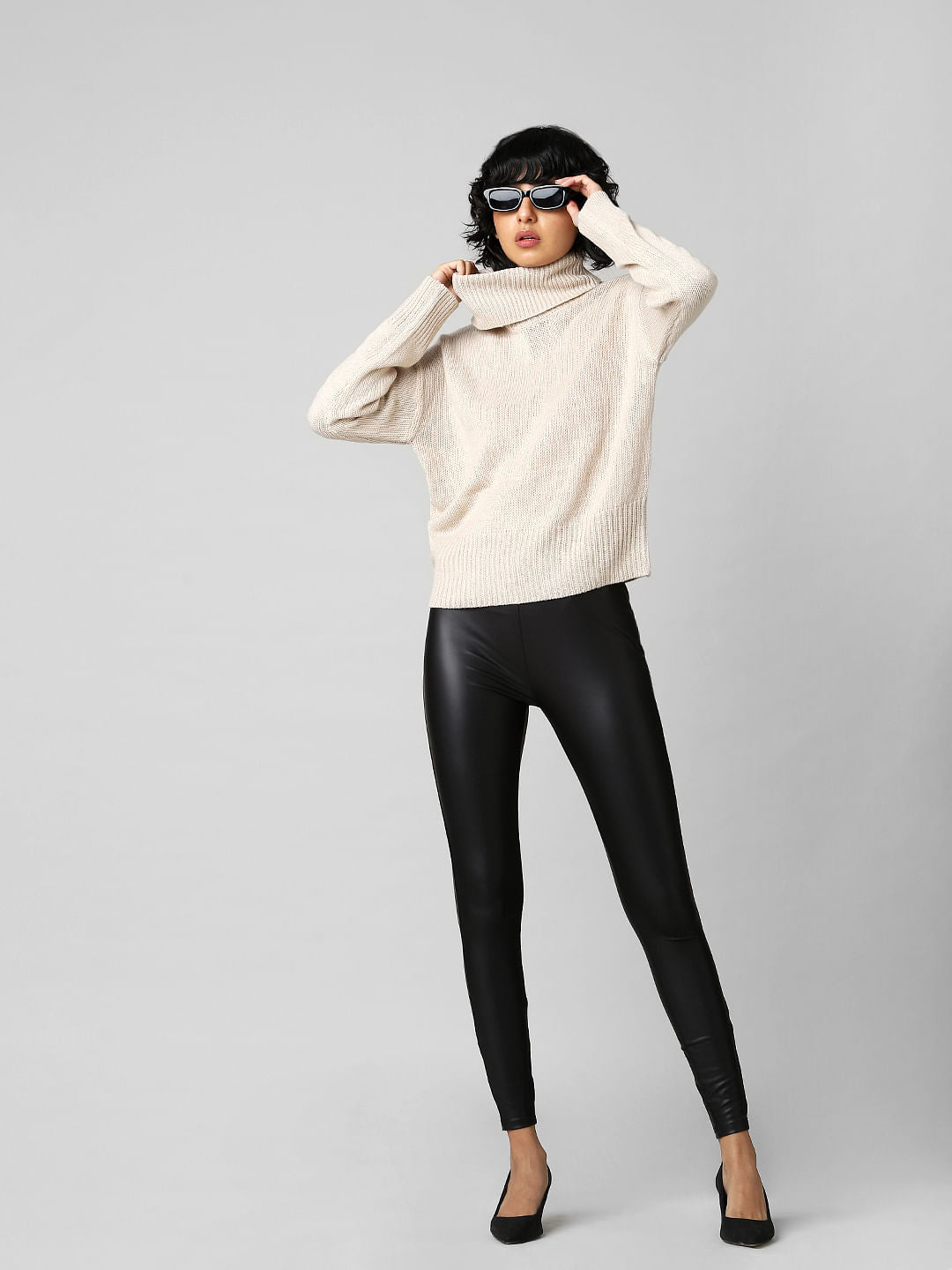 Beige High Neck Pullover