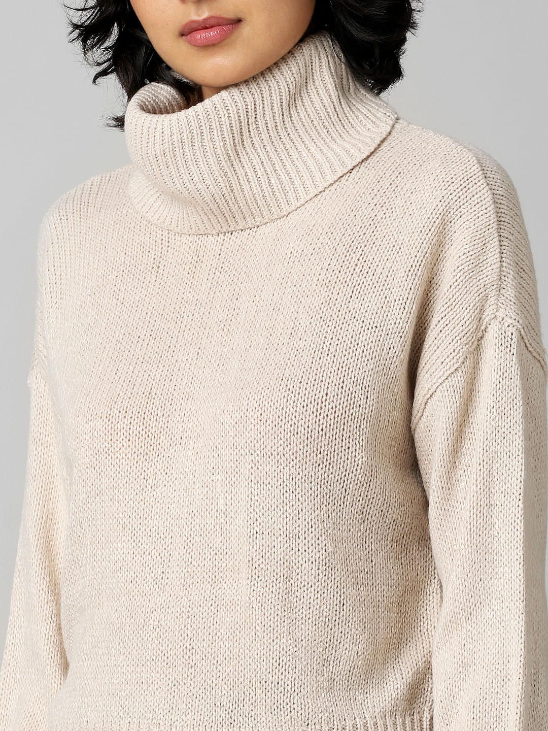 Beige High Neck Pullover