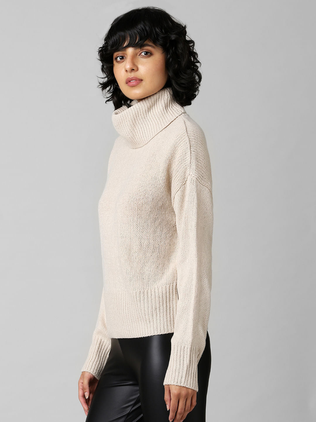 Beige High Neck Pullover