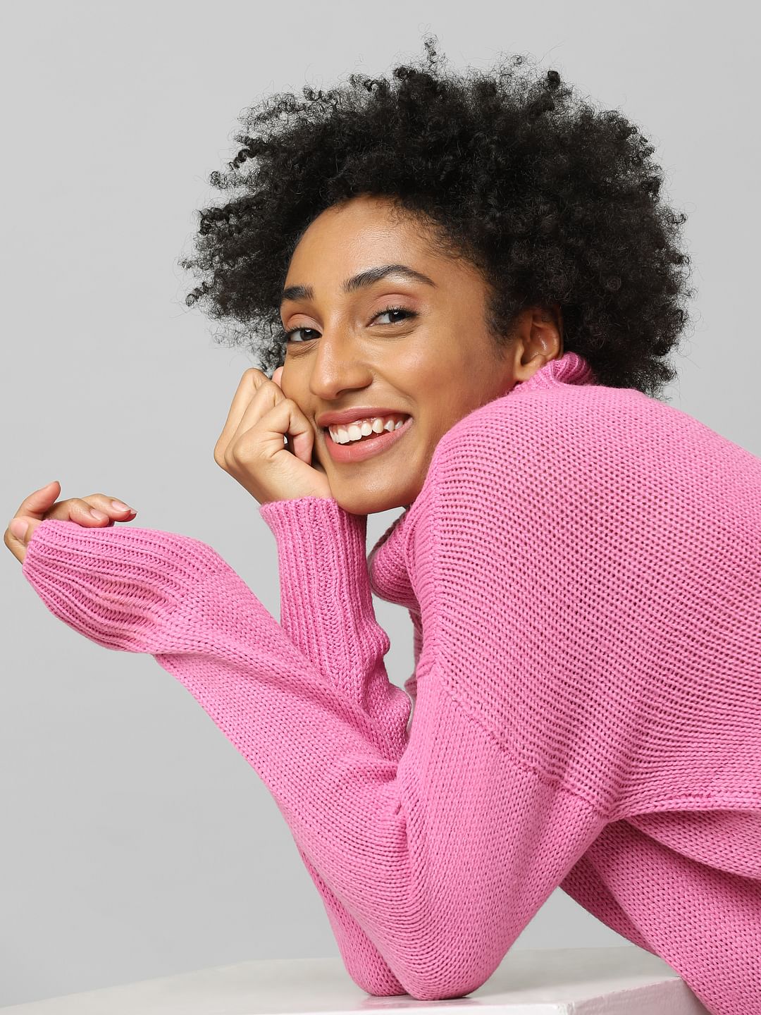 Pink Cowl Neck Pullover