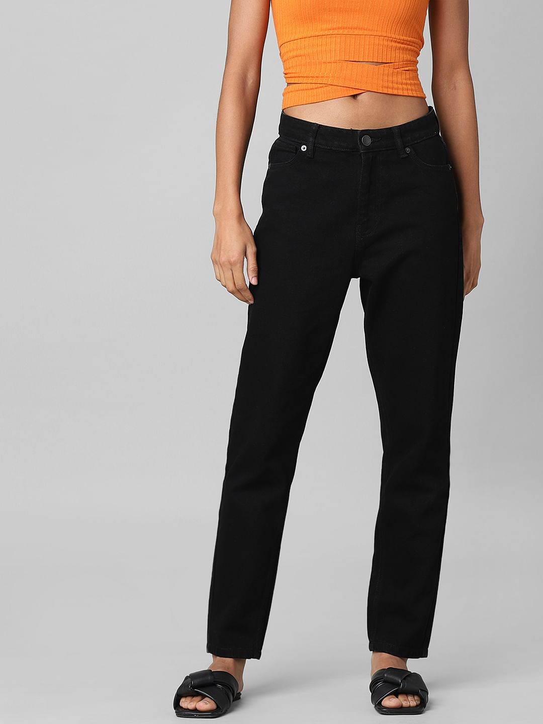 Black High Rise Mom Jeans