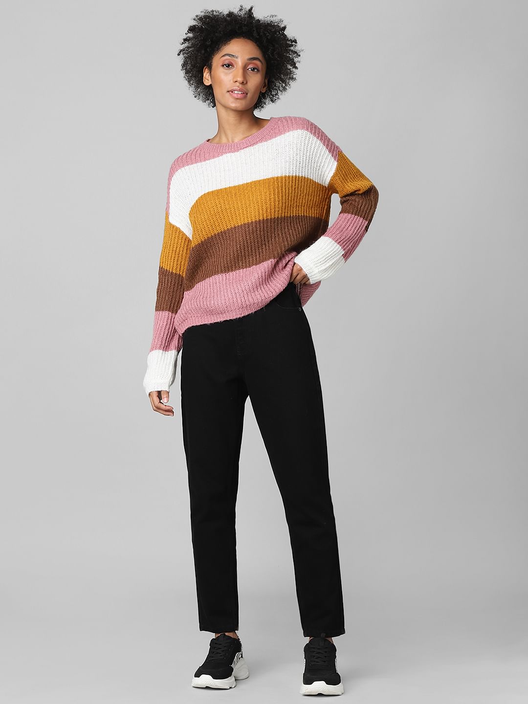 Pink Colourblocked Pullover
