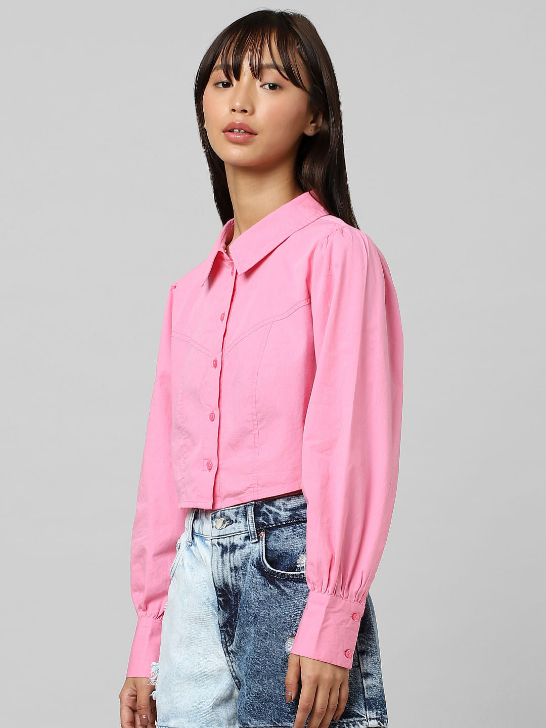 Pink Cropped Shirt