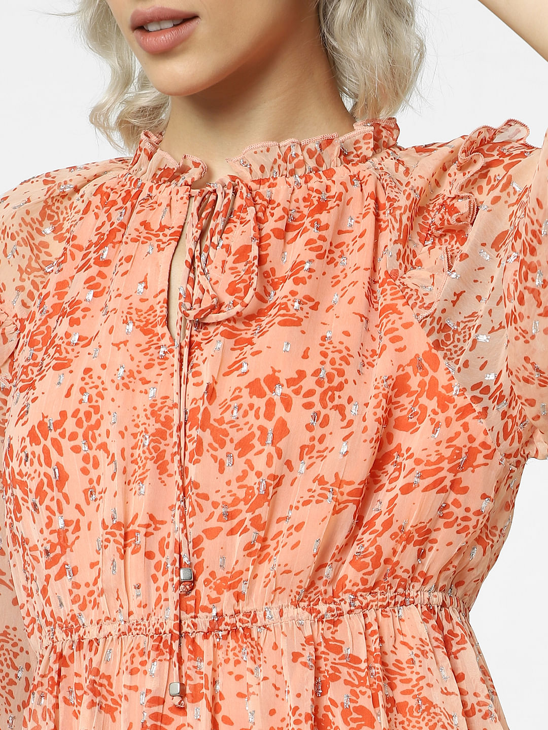 Peach Animal Print Fit & Flare Dress