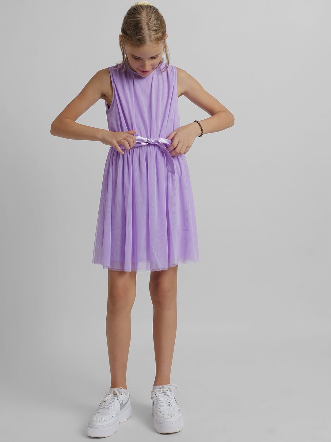 Girls Purple Tulle Fit & Flare Dress