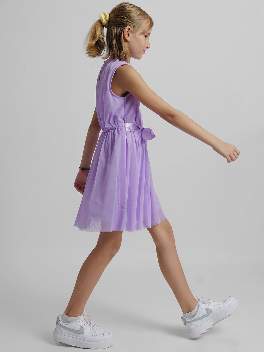 Girls Purple Tulle Fit & Flare Dress