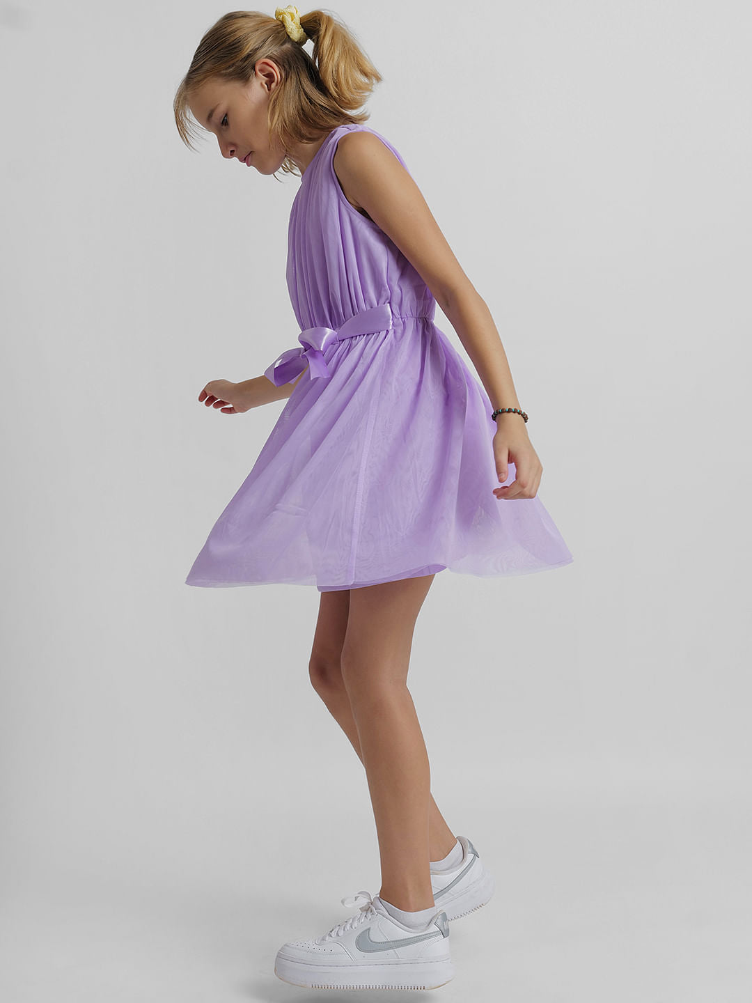 Girls Purple Tulle Fit & Flare Dress