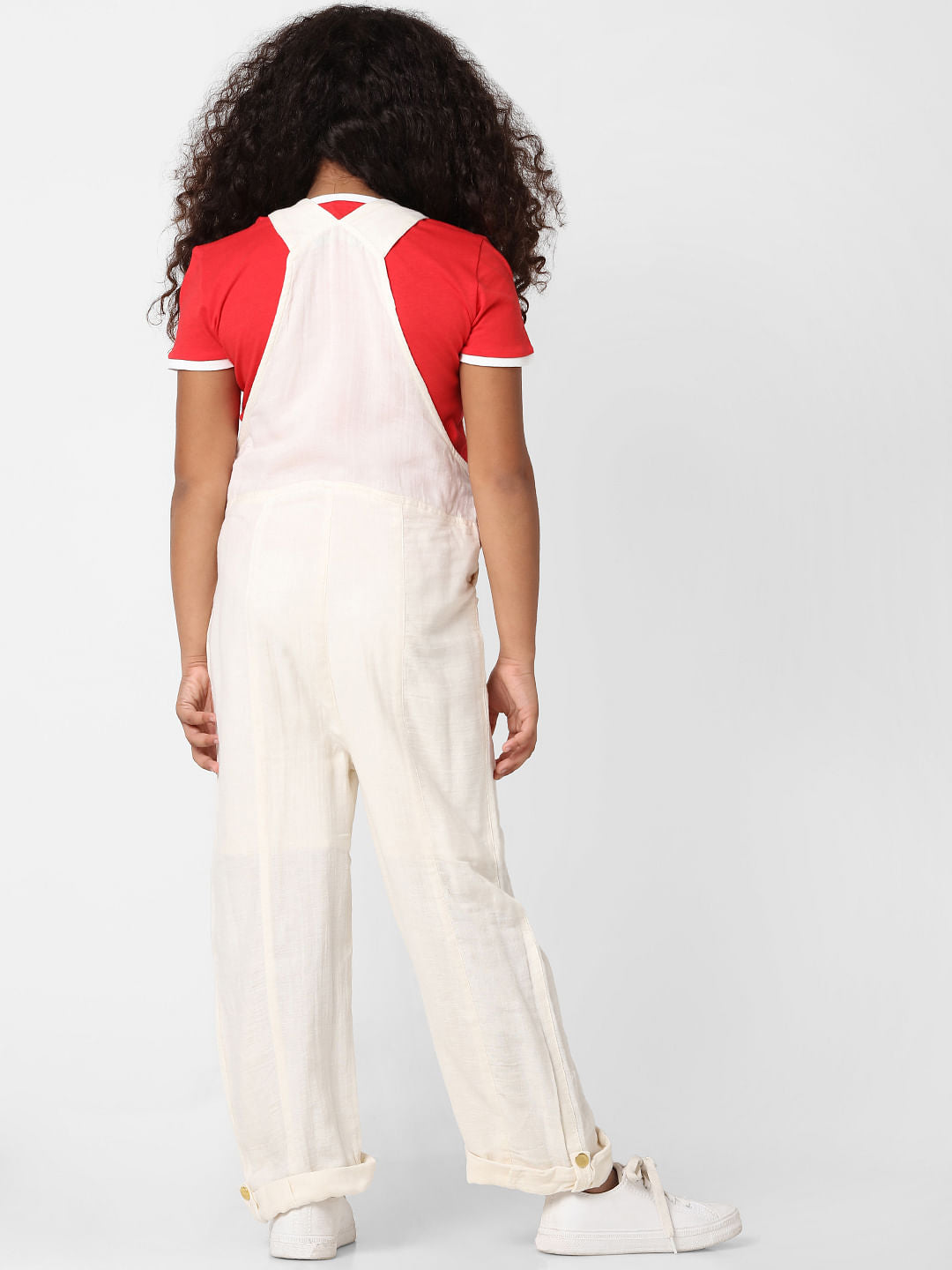 Girls Beige Overalls