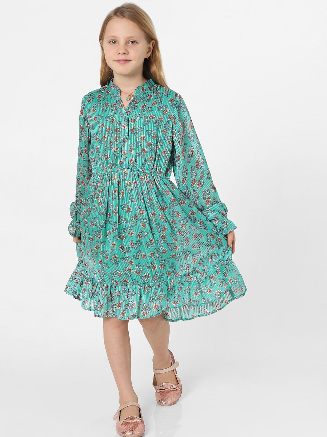 Green Floral Fit & Flare Dress