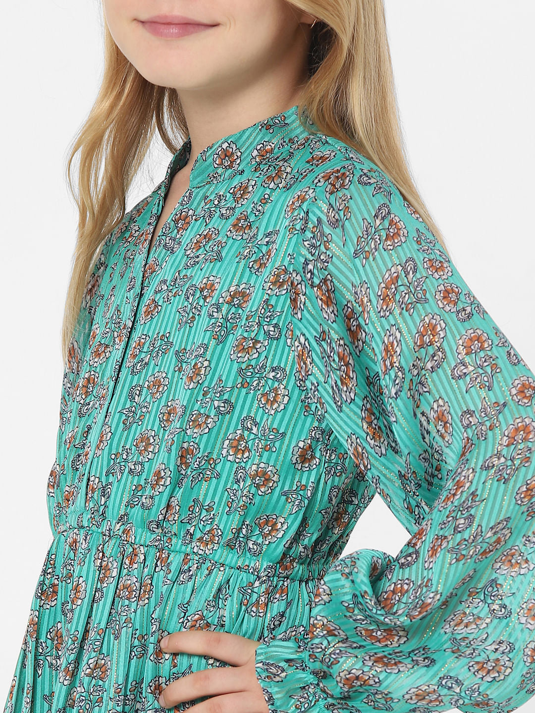 Green Floral Fit & Flare Dress