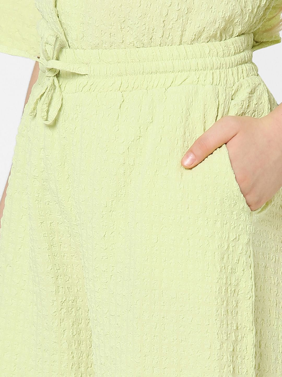 Girls Green Mid Rise Co-Ord Pants